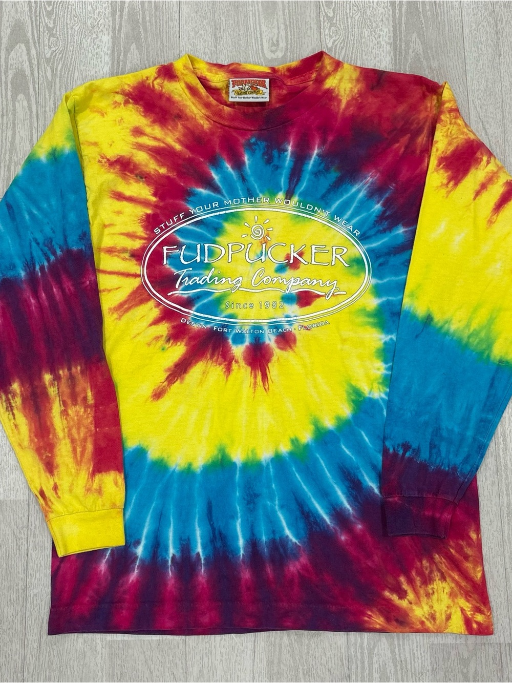 Vintage Fudpucker Trading Company Tie Dye Long Sleeve Shirt Mens Medium